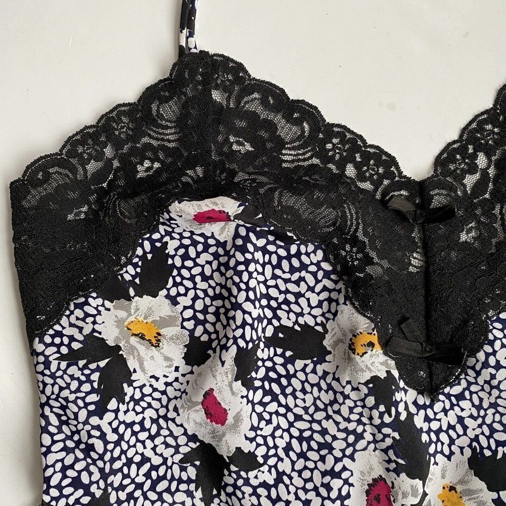 Vintage Delicates Teddy Bodysuit Satin Floral Lace Hi-Leg Black Size S - Picture 2 of 11